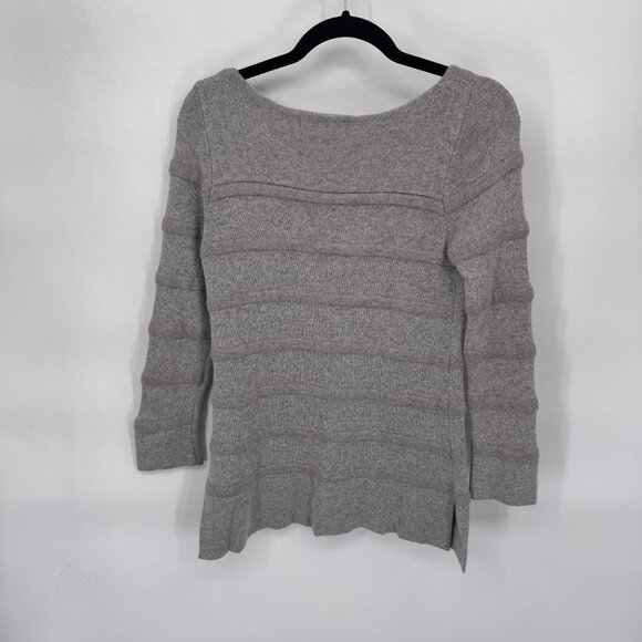 Lacoste Ribbed Sweater‎ Womens 32 Gray Wool Viscose Blend Side Slits - Picture 5 of 7